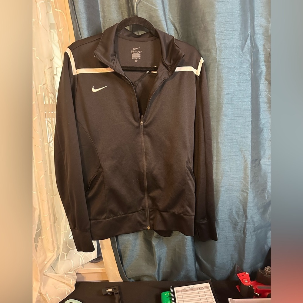 Black Full-Zip Track Jacket with Thumb hole sleeves. P2P 23”